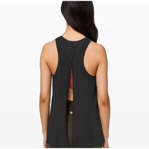 LULULEMON Open Back Tank Top Womens S Black All Tied Up Workout Yoga Active
